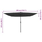 Parasol carré de jardin vidaXL avec lumières LED 295x245 cm en anthracite