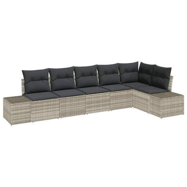 vidaXL Ensemble de canapé de jardin avec coussin 6 Pièces Gris clair