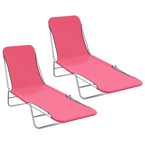 vidaXL Chaises longues pliables lot de 2 Acier et tissu Rose