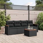 vidaXL Salon de jardin 5 Pièces avec coussins noir résine tressée