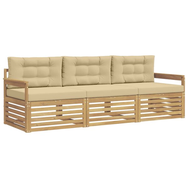 vidaXL Ensemble de canapés d'extérieur 3 pc Blanc et Beige Polyester