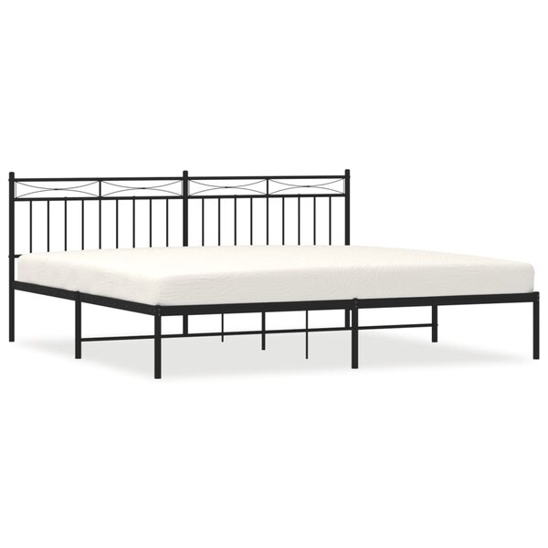 vidaXL Cadre de lit métal avec tête de lit noir 193x203 cm