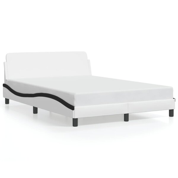 vidaXL Cadre de lit sans matelas blanc et noir 140x190 cm similicuir