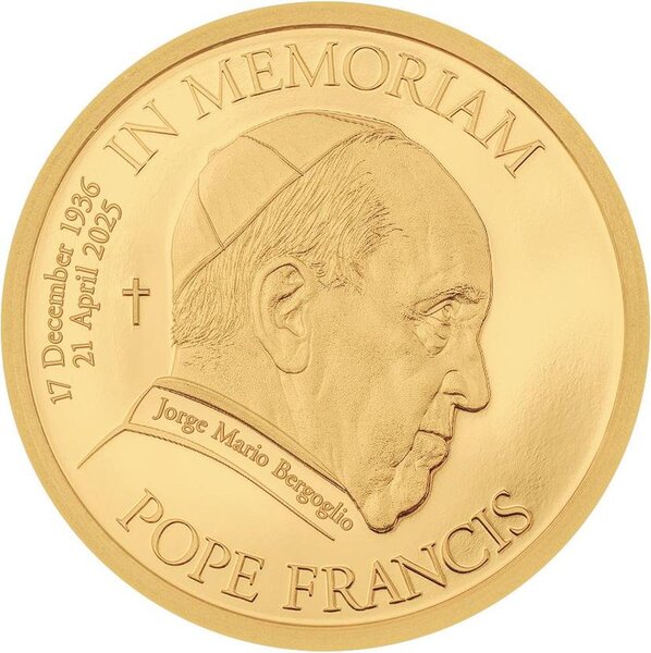 Pièce de monnaie en Or 5 Dollars g 0.5 Millésime 2025 IN MEMORIAM POPE FRANCIS (PRÉCOMMANDE)