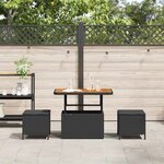 vidaXL Ensemble de salle à manger pour jardin 3 Pièces Noir Poly rotin