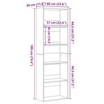 vidaXL Bibliothèque chêne noir 60x30x189 cm bois d'ingénierie