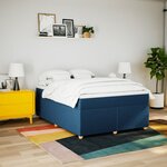 vidaXL Sommier à lattes de lit avec matelas Bleu 140x200 cm Tissu