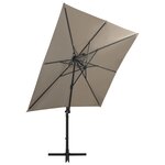 vidaXL Parasol déporté avec mât et lumières LED Taupe 250 cm