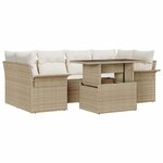 vidaXL Ensemble de canapé de jardin 7 Pièces Beige Poly Rattan