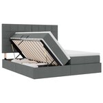 vidaXL Lit de rangement LED avec matelas Gris foncé 200 x 200 cm Tissu