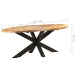 vidaXL Table à dîner ovale 200x100x75 cm Bois de manguier brut