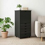 vidaXL Cabinet roulant 53 x 39 x 103 cm Bois de Pin Massif Noir
