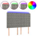 vidaXL Tête de lit à LED Gris clair 144x5x118/128 cm Velours