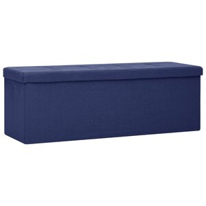 vidaXL Banc de rangement pliable Bleu Faux lin