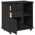 vidaXL Cabinet roulant 63 5 x 39 x 65 5 cm Bois de Pin Massif Noir