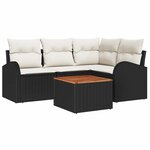 vidaXL Ensemble de canapé de jardin 5 Pièces Noir et blanc