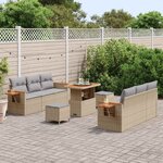 vidaXL Ensemble de canapé de jardin 9 Pièces Beige polyrotin