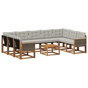 vidaXL Ensemble de canapés d'extérieur 10 pc Naturel et Gris clair