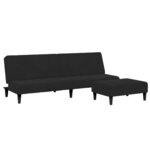 vidaXL Canapé-lit à 2 places avec repose-pied noir velours