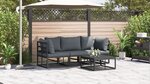 vidaXL Ensemble de canapé de jardin avec coussin 4 Pièces Noir Aluminium