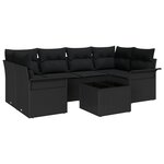 vidaXL Ensemble de 7 pièces de canapés de jardin avec coussins noir en rotin synthétique