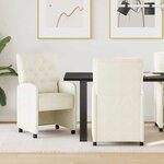 vidaXL Chaises de Salle à Manger avec Roues avec des roues 2 Pièces Crème