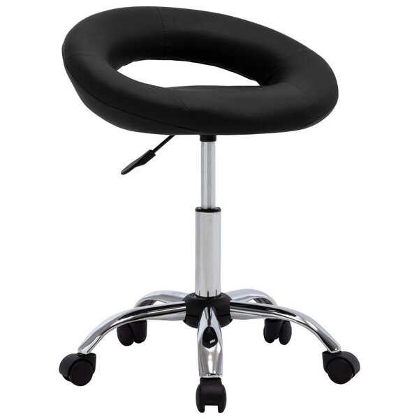 Chaise fauteuil siège de travail roulante similicuir noir 02_0024079