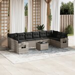 vidaXL Salon de jardin 11 Pièces avec coussins gris clair résine tressée