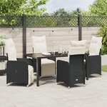vidaXL Ensemble de 5 pièces de jardin avec coussins noirs en poly rattan