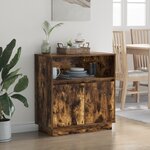 vidaXL Buffet avec LED Chêne Fumé 71x34 5x75 cm Bois d'ingénierie