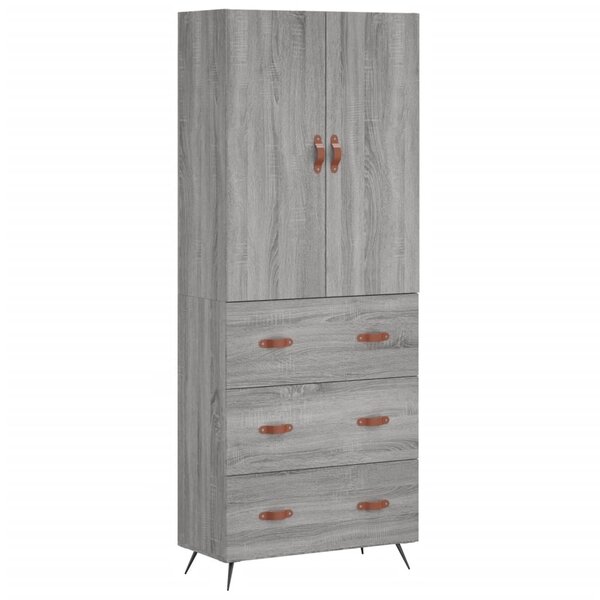 vidaXL Buffet haut Sonoma gris 69 5x34x180 cm Bois d'ingénierie