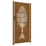 vidaXL Portail de jardin 105x205 cm acier corten conception de l'arbre