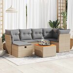 vidaXL Salon de jardin avec coussins 7 Pièces beige résine tressée