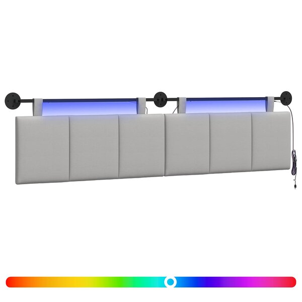 vidaXL Tête de lit suspendue Avec lumière LED Gris nuage Tissu