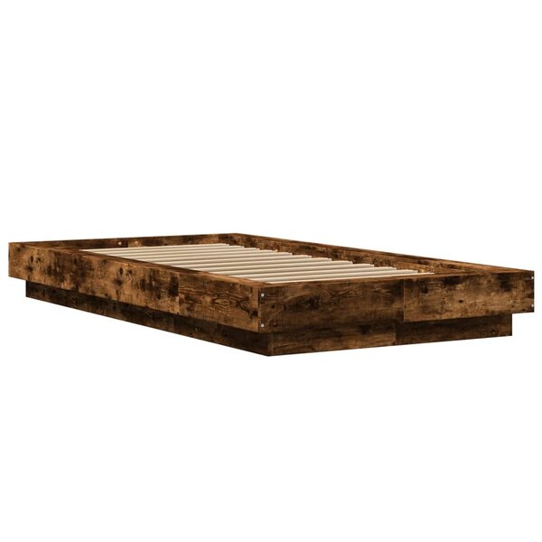 vidaXL Cadre de lit avec lumières LED chêne fumé 75x190 cm