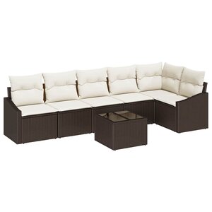 vidaXL Ensemble de salle à manger pour jardin 7 Pièces Marron et Crème