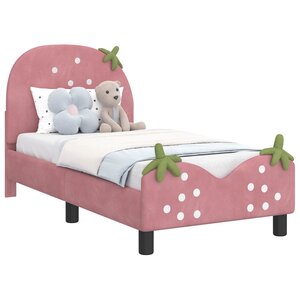 vidaXL Cadre de lit pour tout-petit avec tête de lit Rose 70 x 140 cm