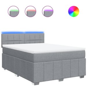 vidaXL Sommier à lattes de lit avec matelas Gris clair 160x200cm Tissu