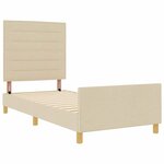 vidaXL Cadre de lit avec tête de lit Crème 100 x 200 cm tissu