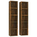 vidaXL Armoires à CD 2 Pièces Chêne fumé 21x16x93 5 cm Bois d'ingénierie