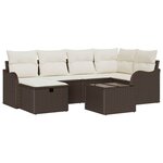 vidaXL Ensemble de canapé de jardin avec coussin 7 Pièces Marron et crème