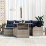 vidaXL Ensemble de canapé de jardin 7 Pièces gris et bleu marine