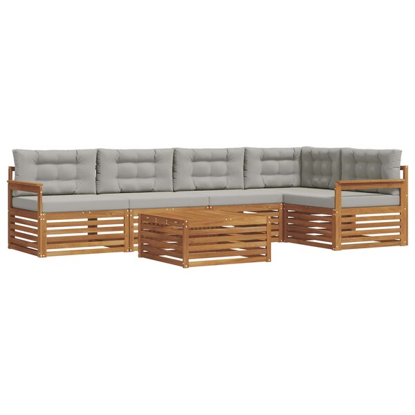 vidaXL Ensemble de canapés d'extérieur 6 pc Gris Naturel et Clair