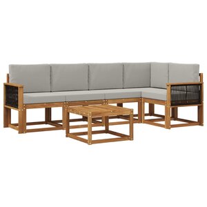 vidaXL Ensemble de canapés d'extérieur 6 pc Naturel et gris clair
