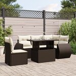 vidaXL Salon de jardin avec coussins 6 Pièces marron résine tressée