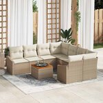 vidaXL Ensemble de canapé de jardin 9 Pièces Beige et blanc