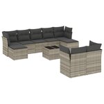 vidaXL Salon de jardin avec coussins 10 Pièces gris clair résine tressée