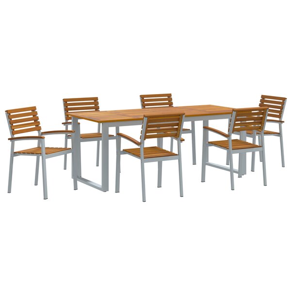 vidaXL Ensemble de salle à manger de jardin 7 pièces en bois massif d'acacia et métal