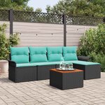 vidaXL Ensemble de canapé de jardin 6 Pièces Noir Poly rotin