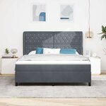 vidaXL Lit à ressorts avec matelas Gris foncé 200 x 180 cm Polyester